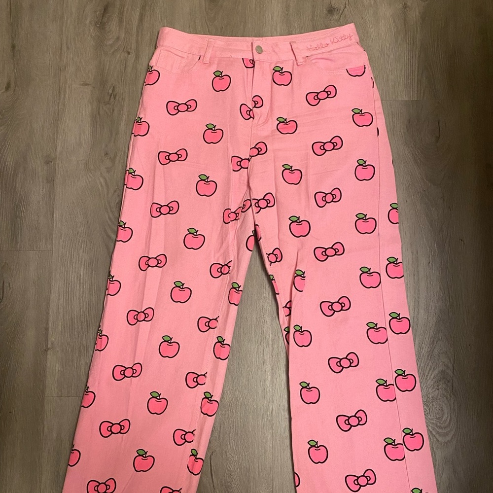 High waisted wide leg hello kitty brand jeans size 29/30